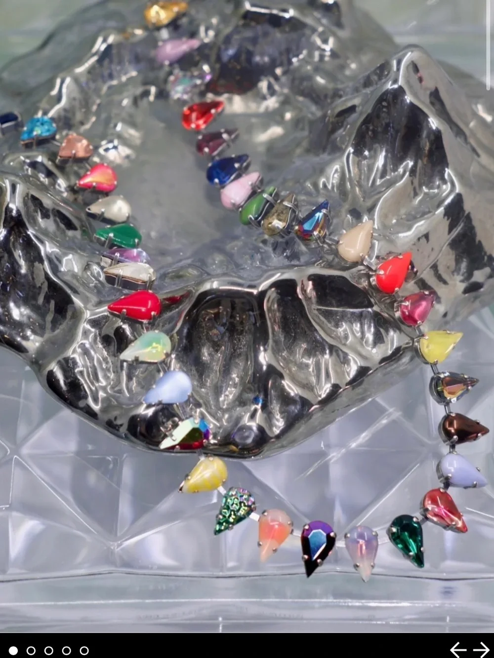 Vesper Obscura (Mia Vesper) layering choker necklaces Silver multi rainbow jewel